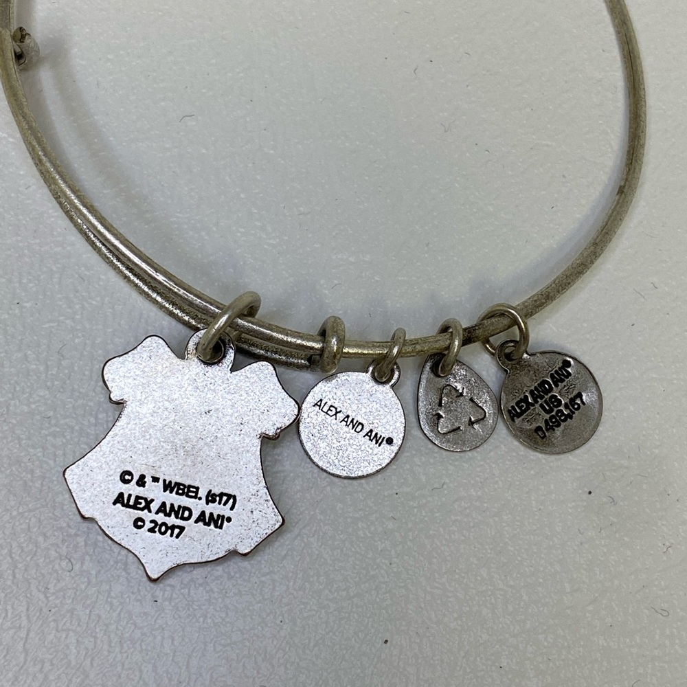 Alex and Ani Harry Potter Hogwarts Crest Silver Charm Adjustable Bangle Bracelet - Picture 4 of 7